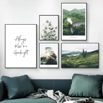 Nordic Green Nature Canvas Painting Forest