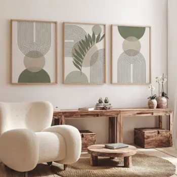 Sage Green Botanical Abstract Boho Geometry
