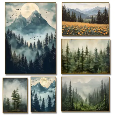 Boho Mountain Pine Tree Forest