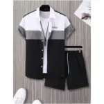Summer Striped Paris 3D Print Men Shirt