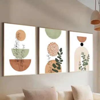 3pcs Modern Boho Abstract Shape Plant