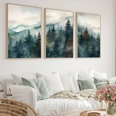 Sage Green Mountain Poster Wall Art
